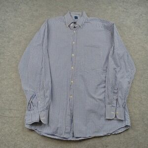Jeff Rose Shirt Mens Large Blue Check Button Down Long Sleeve Made‎ In Italy